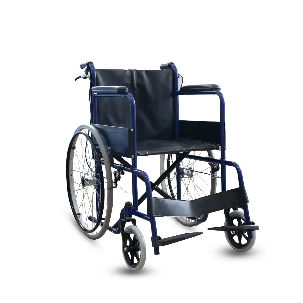Wheelchair Fold Blue with Self-Locking Function