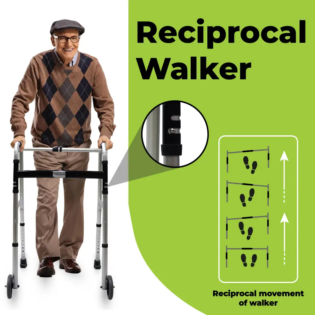 Forearm Reciprocal Walker with Adjustable & Removable Padded Armrests