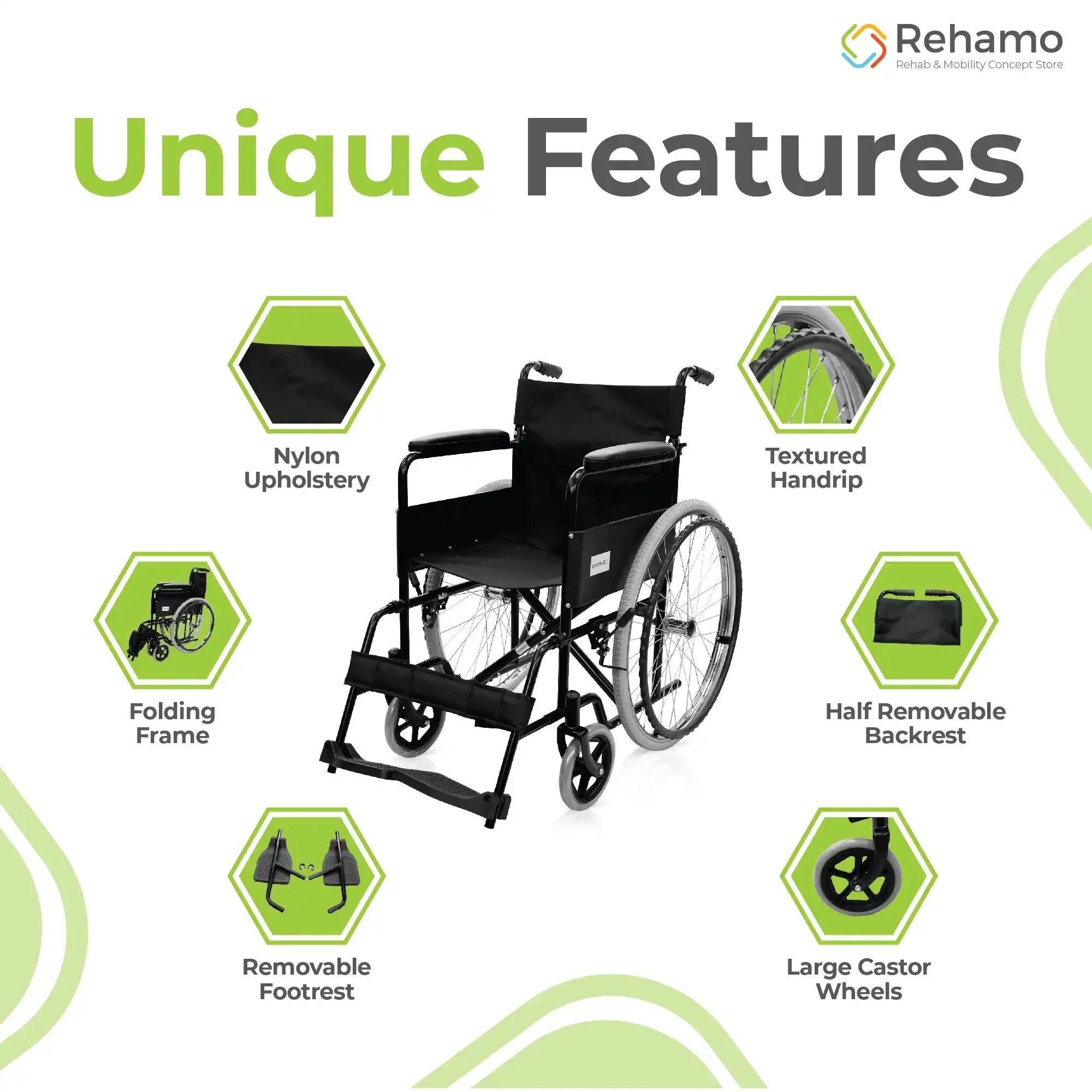 Econo M-Steel Foldable Frame with Half Removable Backrest