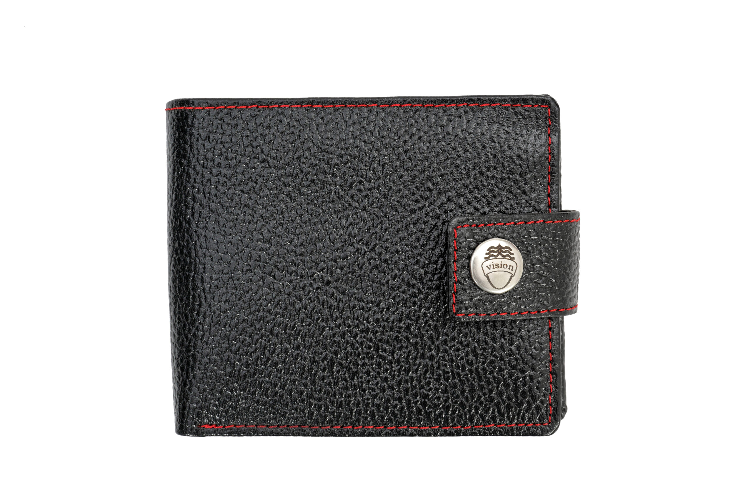 A Genuine leather wallet consisting of a hard plastic device inside it.