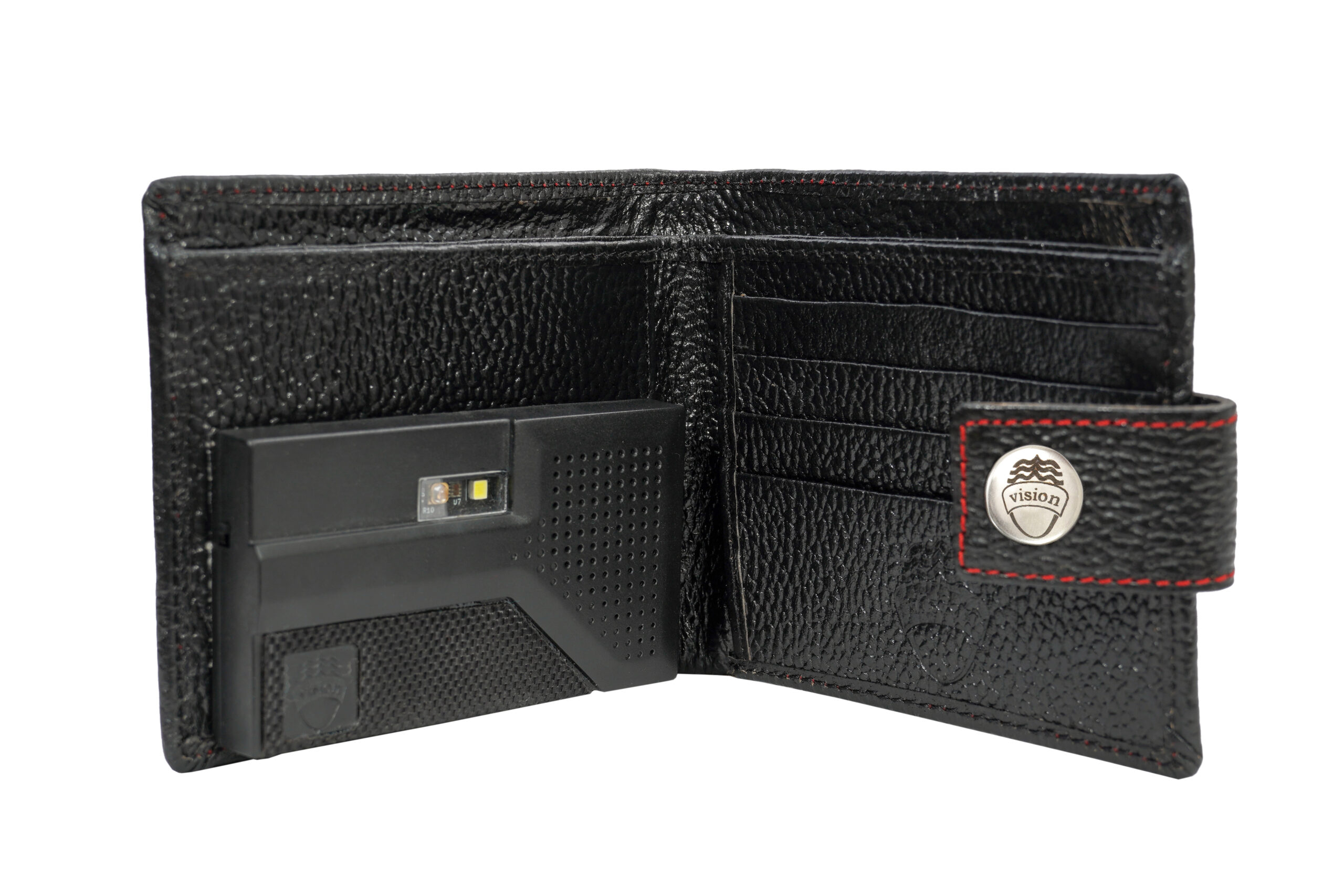 The device attached inside the wallet is detachable and can be used independently.