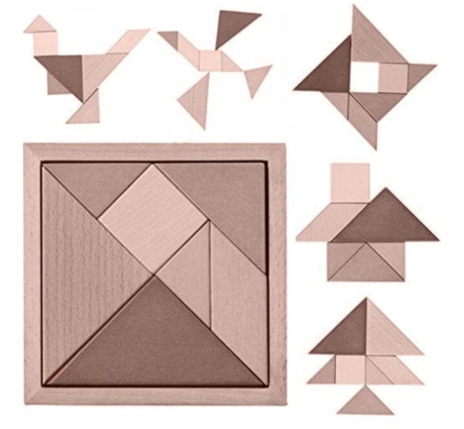 Wooden Tactile Tangram Puzzle Game